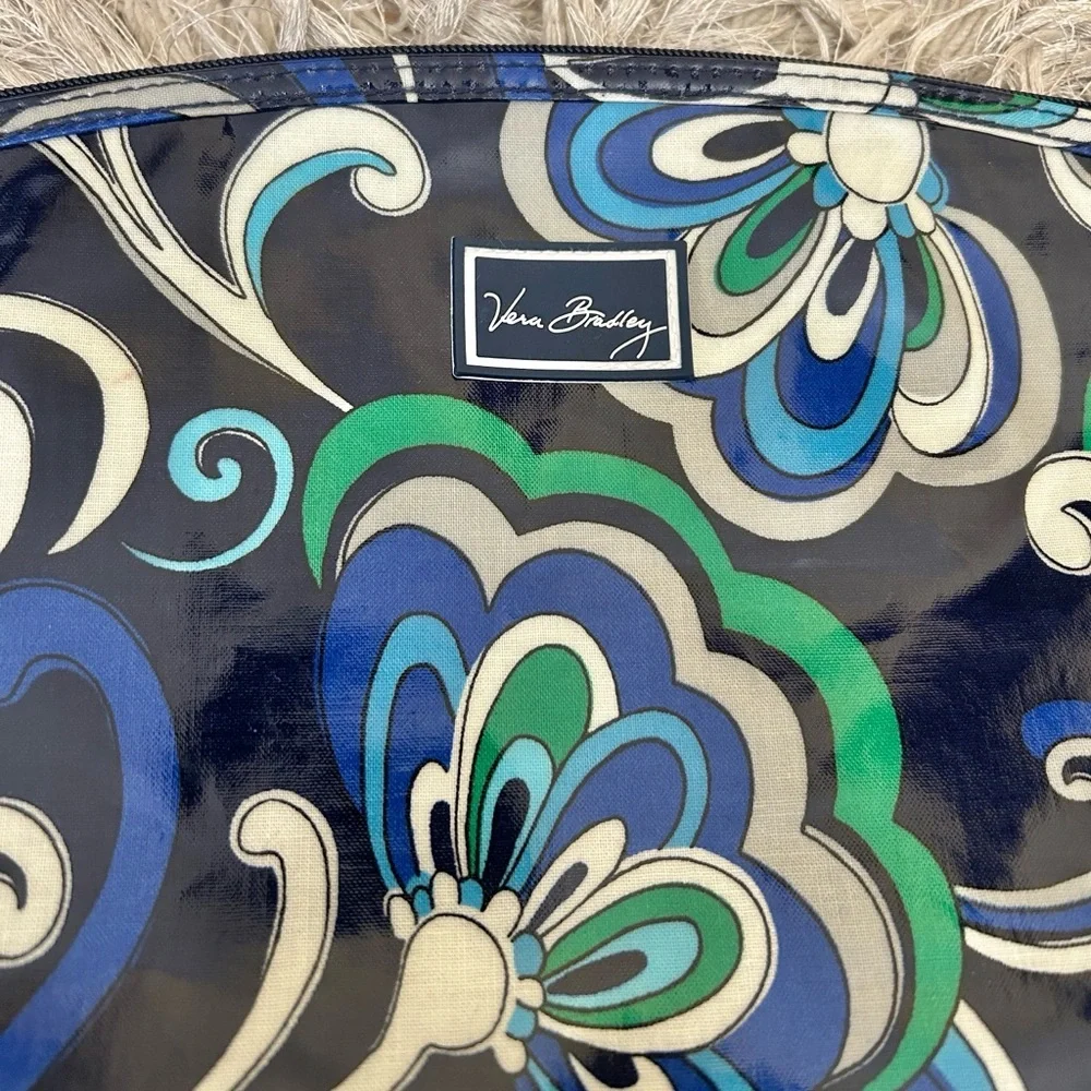 Vera Bradley Vinyl-Lined Makeup Toiletry Bag in Mediterranean Blue RETIRED